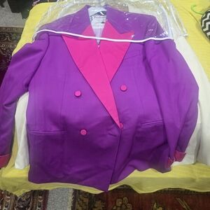Gucci Purple Double breasted Blazer with Pink Lapel, Cuff & Buttons